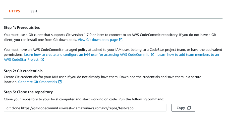 HTTPS CodeCommit Instructions